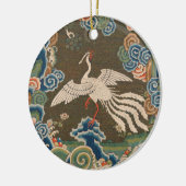 アンティーク 中国 白鳥 シルク 刺繍 プリント セラミックオーナメント (左)