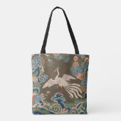 アンティーク 中国 白鳥 シルク 刺繍 プリント トートバッグ (裏面)