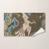 アンティーク 中国 白鳥 シルク 刺繍 プリント バスタオルセット (ハンドタオル)