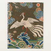 アンティーク 中国 白鳥 シルク 刺繍 プリント プランナー手帳 (正面)