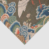 アンティーク 中国 白鳥 シルク 刺繍 プリント 薄葉紙 (詳細)