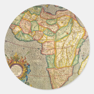 アンティーク 古地図 アフリカ Gerardus Mercator ラウンドシール