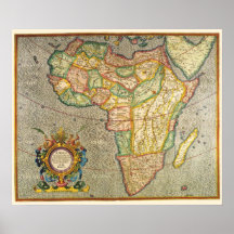 アンティーク 古地図 旧世界 アフリカのメルカトル図 1633年