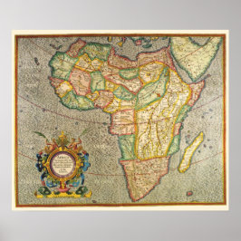 アンティーク 古地図 旧世界 アフリカのメルカトル図 1633年 ポスター