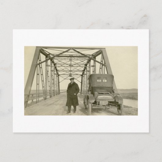 アンティーク 実写真 男と自動車 ポストカード (正面)