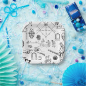 アンティーク 野球選手 スポーツ ヴィンテージ ペーパープレート (パーティー)