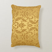 アンティーク,金ゴールド,ダマスク,パターン,ヴィンテージ,フローラ,シック, アクセントクッション (裏面(縦))