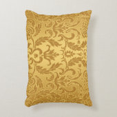 アンティーク,金ゴールド,ダマスク,パターン,ヴィンテージ,フローラ,シック, アクセントクッション (正面(垂直))