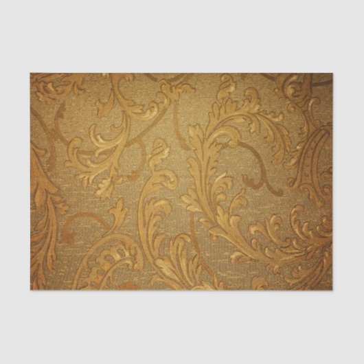 アンティーク,金ゴールド,ヴィンテージ，ダマスク，ビクトリアンフローラ，シック 薄葉紙 (正面)