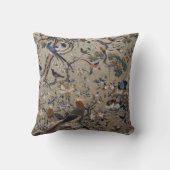 アンティーク,金ゴールド，絹，自然,絵画s，アジア，鳥，ボー クッション (裏面)