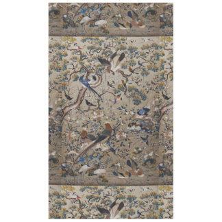 アンティーク,金ゴールド，絹，自然,絵画s，アジア，鳥，ボー テーブルクロス