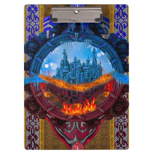 アンティーク 魔法の幻想的なおとぎ話の本 I クリップボード (正面)