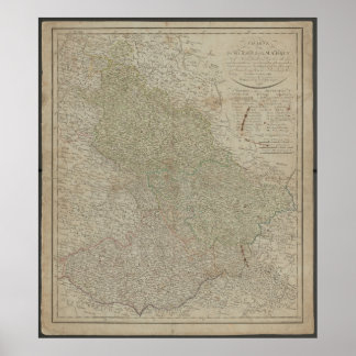 アンティーク 1799年 シュレージエン＆モラヴィア地図、歴史的 ポスター