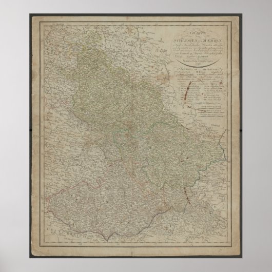 アンティーク 1799年 シュレージエン&モラヴィア地図、歴史的 ポスター (正面)