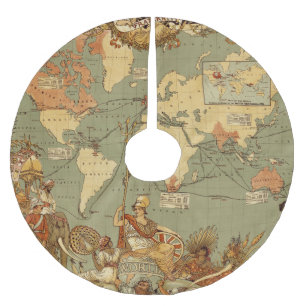 アンティーク 1886年 世界地図 イギリス帝国 ポスター ブラッシュドポリエステルツリースカート