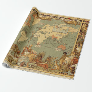 アンティーク 1886年 世界地図 イギリス帝国 ポスター ラッピングペーパー