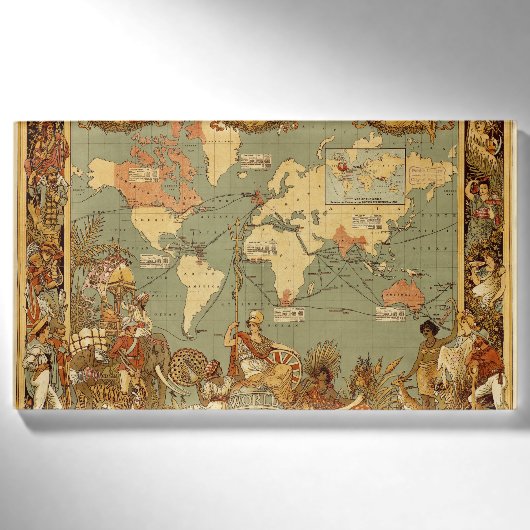 アンティーク 1886年 世界地図 イギリス帝国 ポスター 名札 (正面)