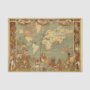 アンティーク 1886年 世界地図 イギリス帝国 ポスター 薄葉紙