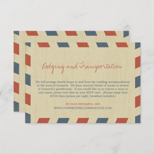 アンティークAirmail結婚の情報 エンクロージャーカード (正面/裏面)