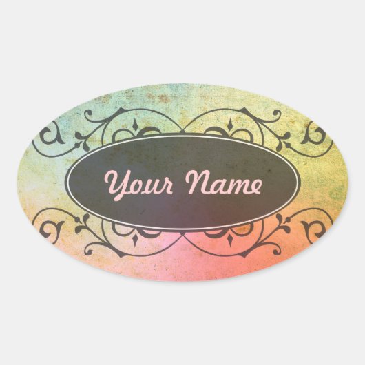 アンティークARTsパターン(デザイン) 楕円形シール (正面)
