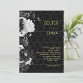 アンティークB&Wヴィンテージロマンチックフローラ結婚ズインビタ 招待状 (スタンド正面)