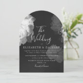 アンティークB&Wヴィンテージロマンチックフローラ結婚ズ 招待状 (スタンド正面)