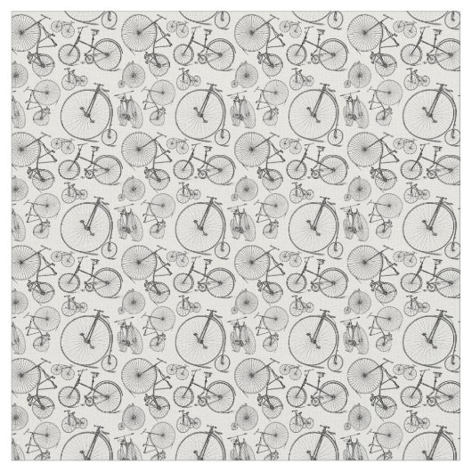 アンティークBikes & Bickes Fabric、カスタムBGカラー付き ファブリック (クローズアップ)