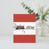 アンティークRVキャンパー及びカースケッチ 招待状 (スタンド正面)