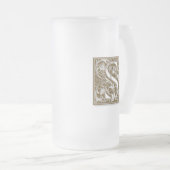 アンティークSモノグラム フロストグラスビールジョッキ (正面右)