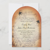 アンティークurnツリーヴィンテージ鳥の結婚式の招待 招待状 (裏面)