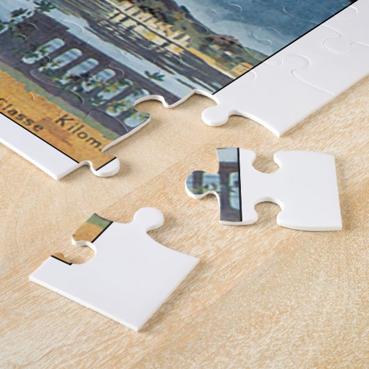 アンティーブのヴィンテージ旅行ポスター ジグソーパズル (側面)