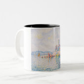 アンティーブの塔（Paul Signac著） ツートーンマグカップ (正面左)