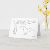«アンテイターペンギンカスタムカラーリング「ラブ」カード カード (黄色い花)