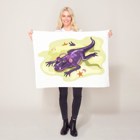 アンテオサウルスのヘッドフォンで日光浴。 フリースブランケット (インサイチュ)