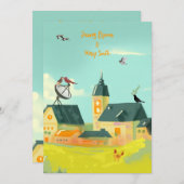 アンテナ村魅力的の愛結婚鳥 招待状 (正面/裏面)