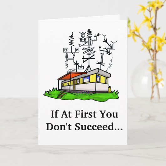 アンテナ熱狂する移動式ホームHAM無線応答カード カード (黄色い花)