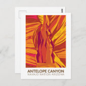 アンテロープキャニオンアリゾナトラベルアートヴィンテージ ポストカード (正面/裏面)