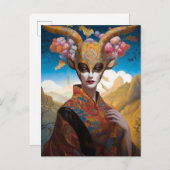 アンテロープクラウンマスクヘアドレスファンタジーアート ポストカード (正面/裏面)