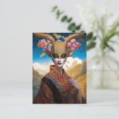 アンテロープクラウンマスクヘアドレスファンタジーアート ポストカード (スタンド正面)