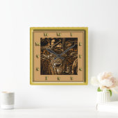 アンテロープシカ スクエア壁時計 (ホーム)