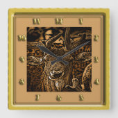 アンテロープシカ スクエア壁時計 (正面)