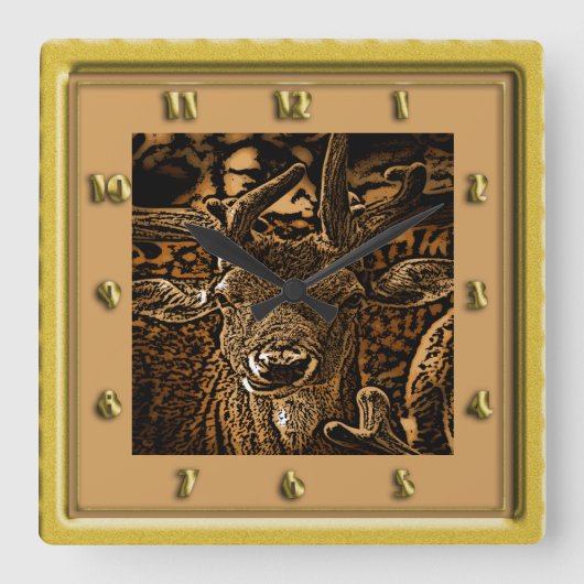 アンテロープシカ スクエア壁時計 (正面)