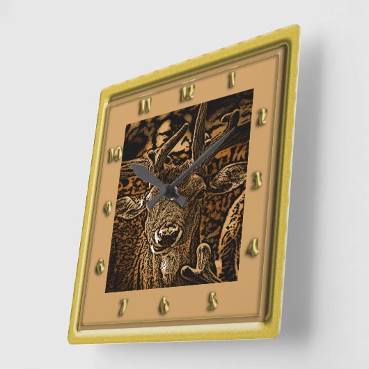 アンテロープシカ スクエア壁時計 (傾斜)