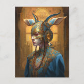 アンテロープマスクヘアドレスファンタジーブルー金ゴールド ポストカード (正面)
