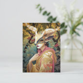 アンテロープマスクレディーサーレアルファンタジーアートハガキ ポストカード (スタンド正面)