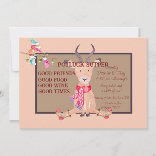 アンテロープユーモアのあるのクリスマスの持ち帰り夕食 招待状 (正面)