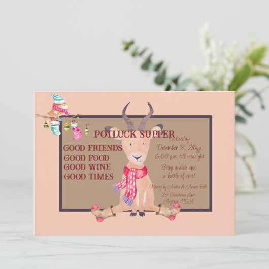 アンテロープユーモアのあるのクリスマスの持ち帰り夕食 招待状 (スタンド正面)