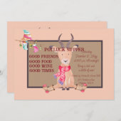 アンテロープユーモアのあるのクリスマスの持ち帰り夕食 招待状 (正面/裏面)