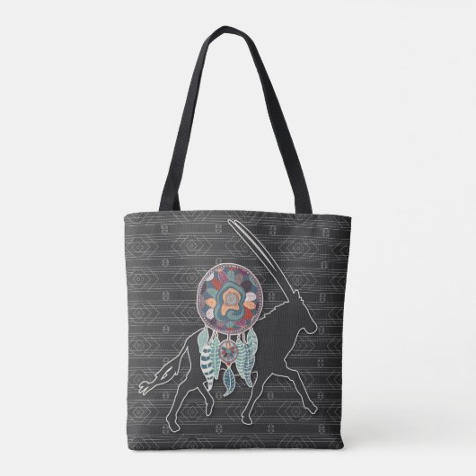 アンテロープ先住民アメリカンアニマルドリームキャッチャー トートバッグ (裏面)