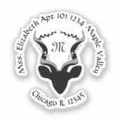 アンテロープ名差出人住所クラシックラウンドステッキ シール (正面)